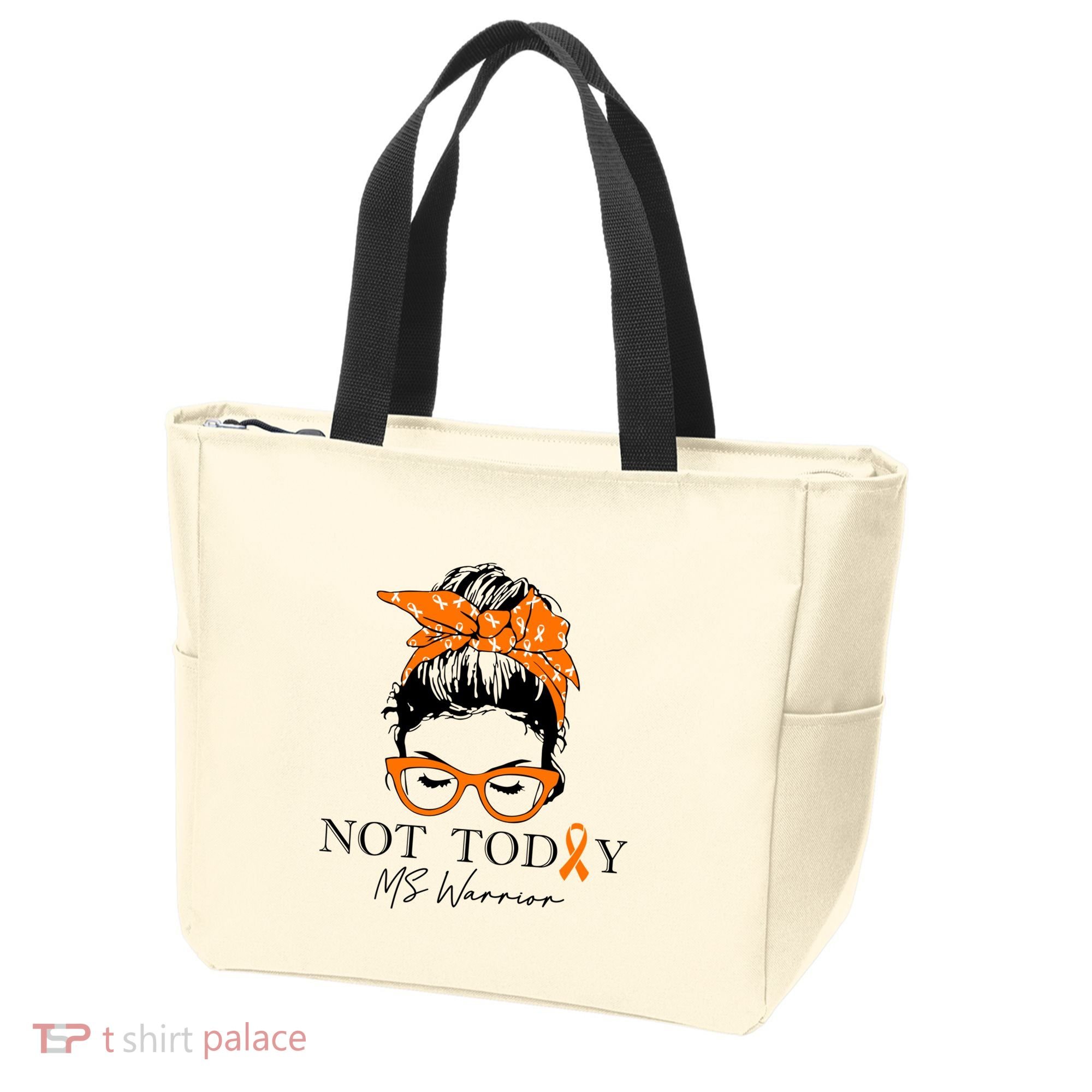 Wo Multiple Sclerosis Awareness Messy Bun Ms Warrior Gift Tote Bag