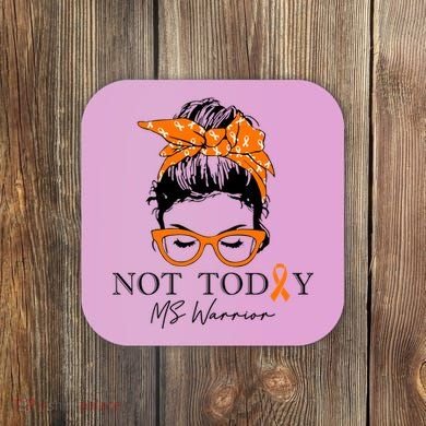 Wo Multiple Sclerosis Awareness Messy Bun Ms Warrior Gift Coaster