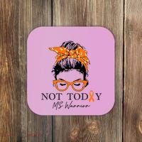 Wo Multiple Sclerosis Awareness Messy Bun Ms Warrior Gift Coaster thumb 0