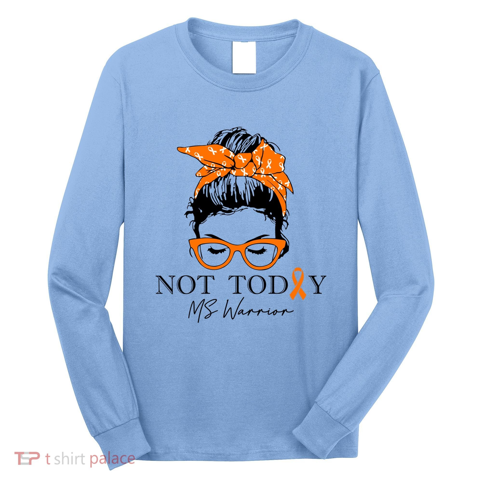 Wo Multiple Sclerosis Awareness Messy Bun Ms Warrior Gift Long Sleeve Shirt