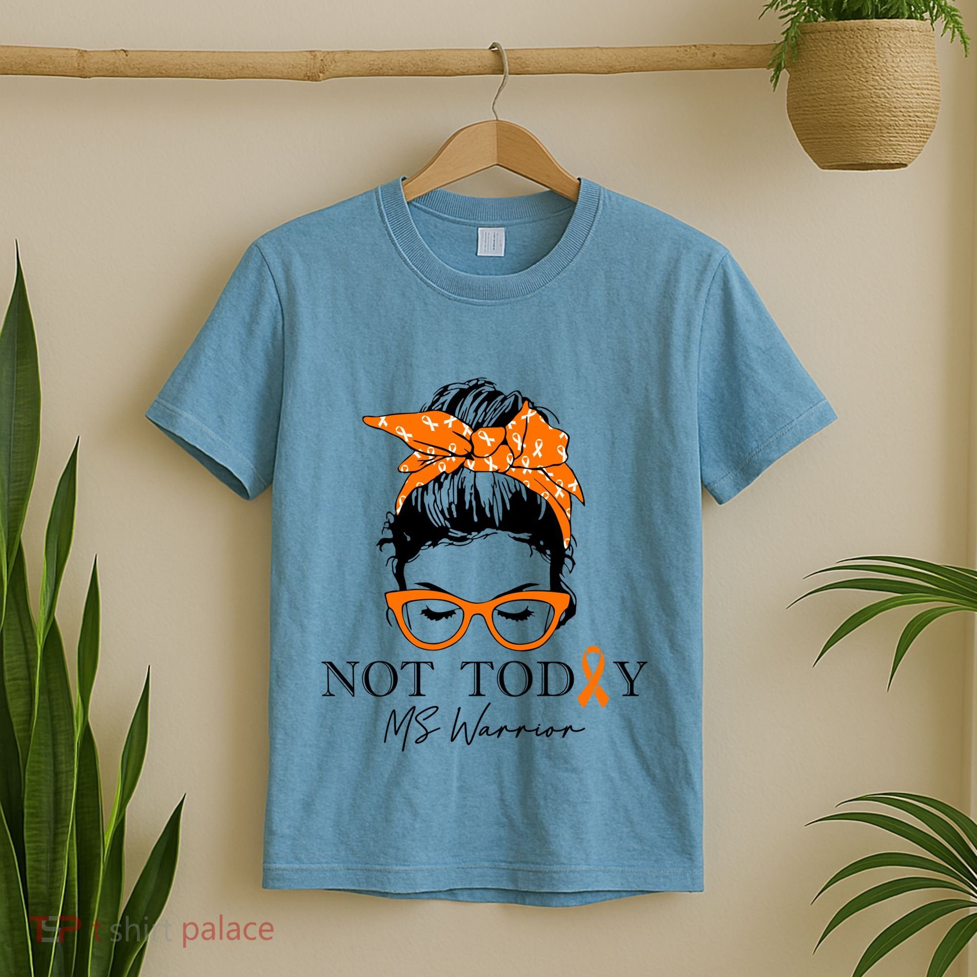 Wo Multiple Sclerosis Awareness Messy Bun Ms Warrior Gift T-Shirt
