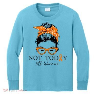 Wo Multiple Sclerosis Awareness Messy Bun Ms Warrior Gift Kids Long Sleeve Shirt