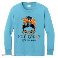 Wo Multiple Sclerosis Awareness Messy Bun Ms Warrior Gift Kids Long Sleeve Shirt thumb 0