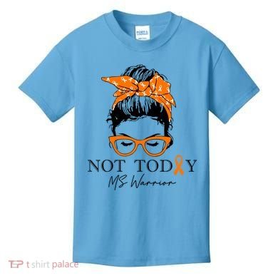 Wo Multiple Sclerosis Awareness Messy Bun Ms Warrior Gift Kids T-Shirt