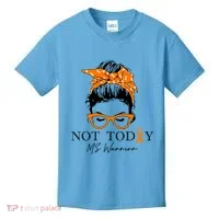 Wo Multiple Sclerosis Awareness Messy Bun Ms Warrior Gift Kids T-Shirt thumb 0