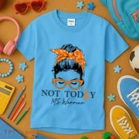 Wo Multiple Sclerosis Awareness Messy Bun Ms Warrior Gift Kids T-Shirt thumb 3
