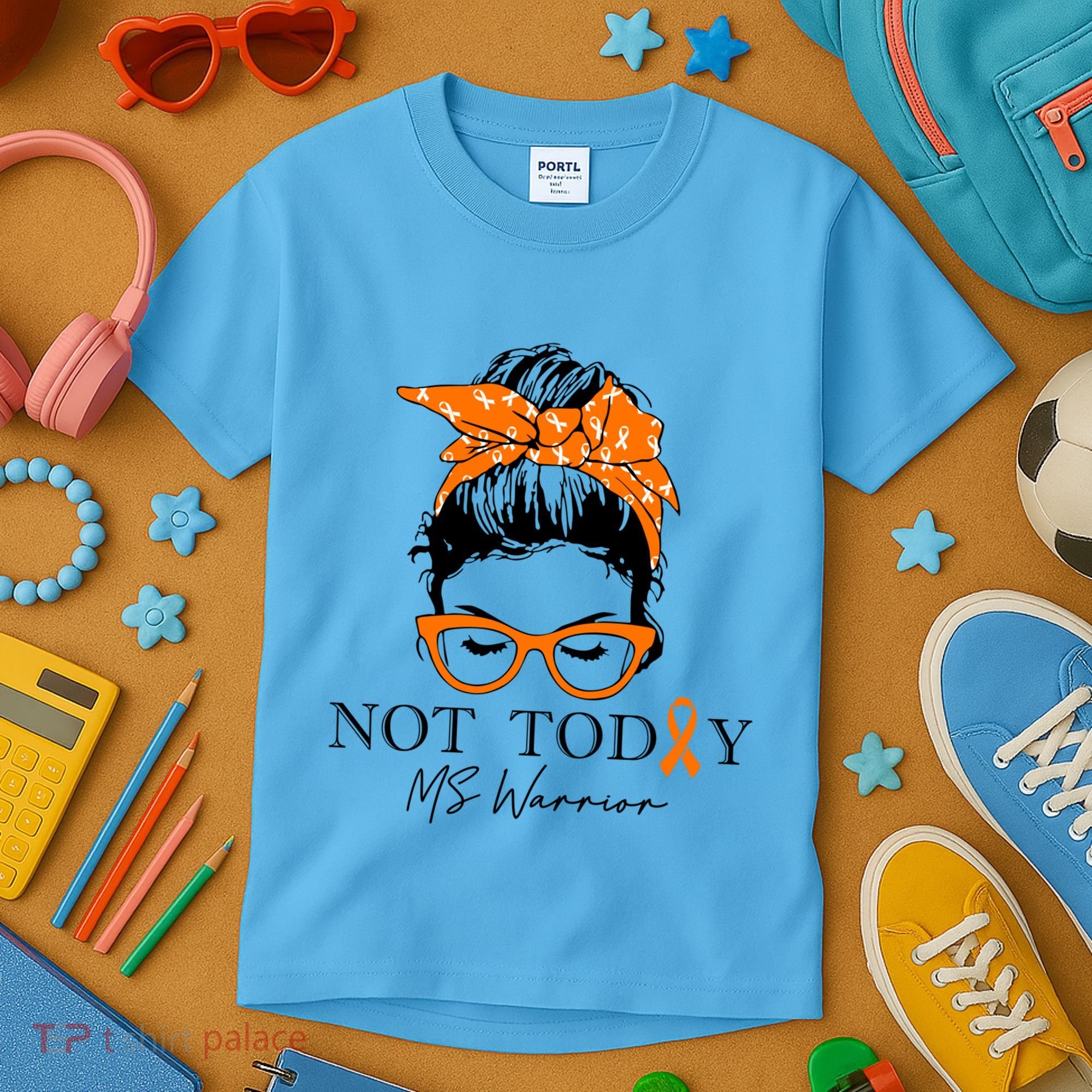 Wo Multiple Sclerosis Awareness Messy Bun Ms Warrior Gift Kids T-Shirt
