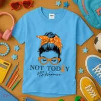 Wo Multiple Sclerosis Awareness Messy Bun Ms Warrior Gift Kids T-Shirt thumb 3