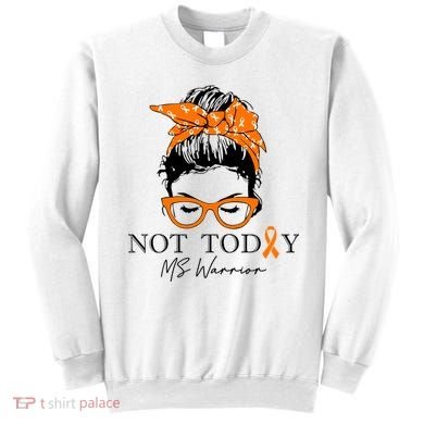 Wo Multiple Sclerosis Awareness Messy Bun Ms Warrior Gift Sweatshirt