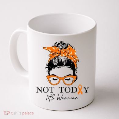 Wo Multiple Sclerosis Awareness Messy Bun Ms Warrior Gift Coffee Mug