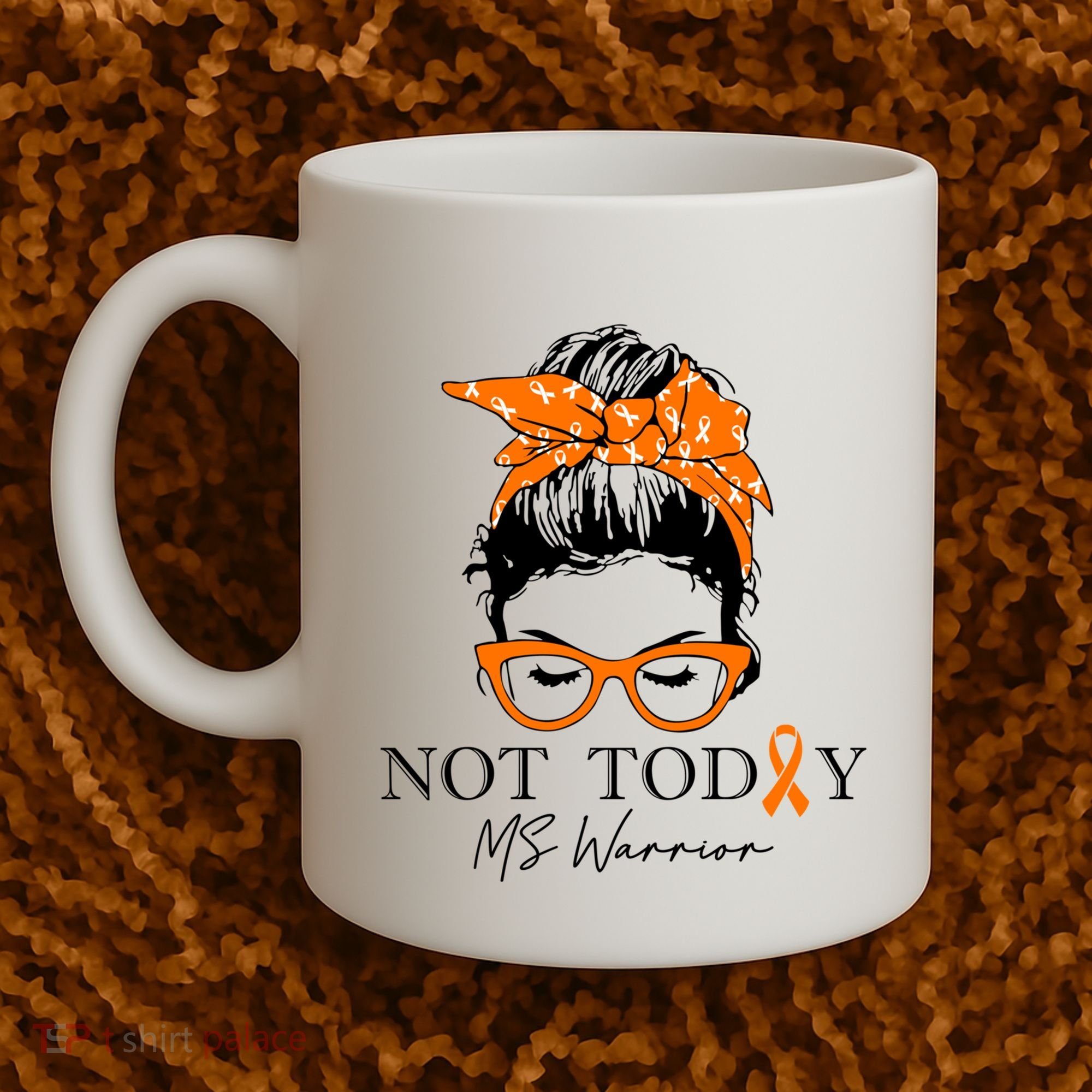 Wo Multiple Sclerosis Awareness Messy Bun Ms Warrior Gift Coffee Mug
