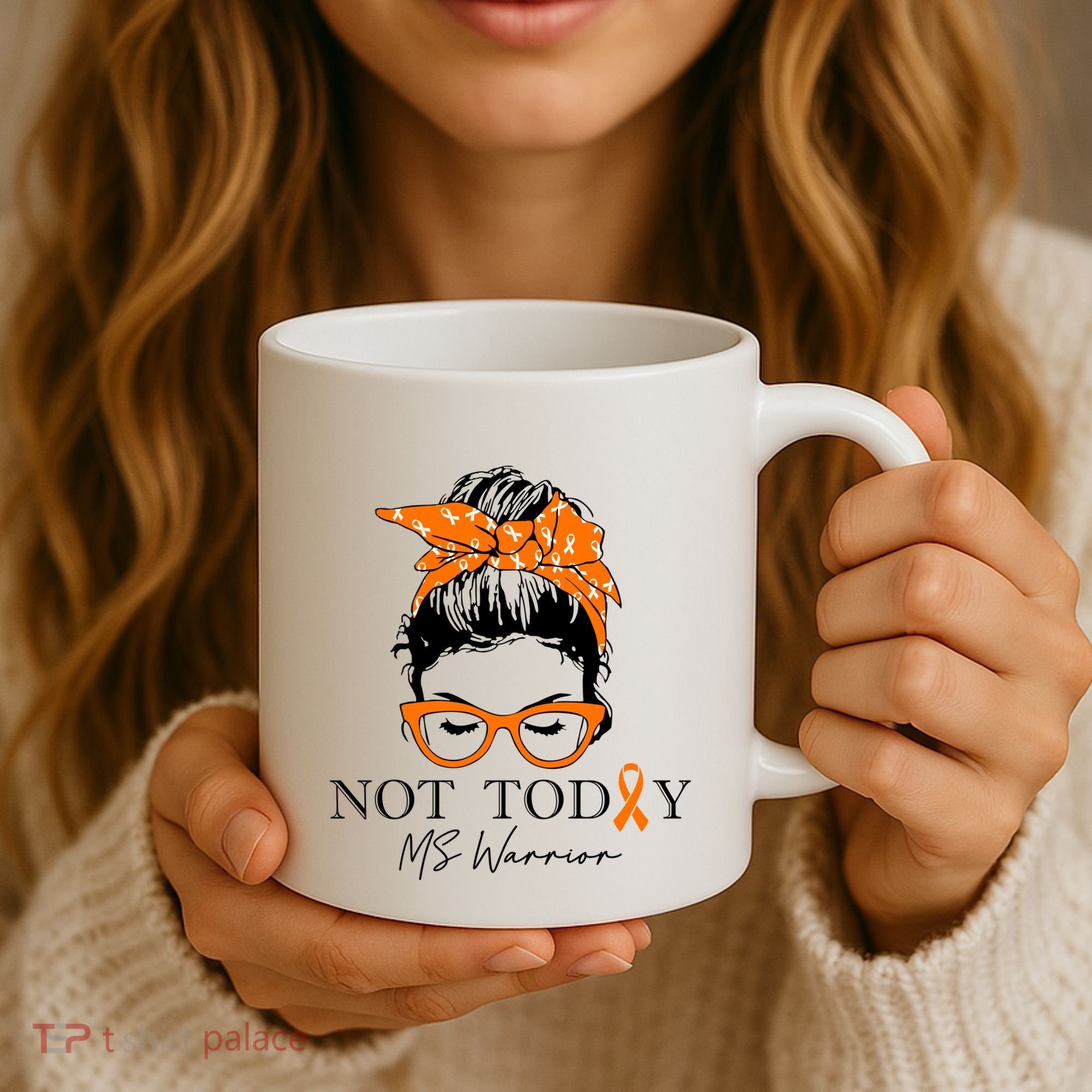 Wo Multiple Sclerosis Awareness Messy Bun Ms Warrior Gift Coffee Mug
