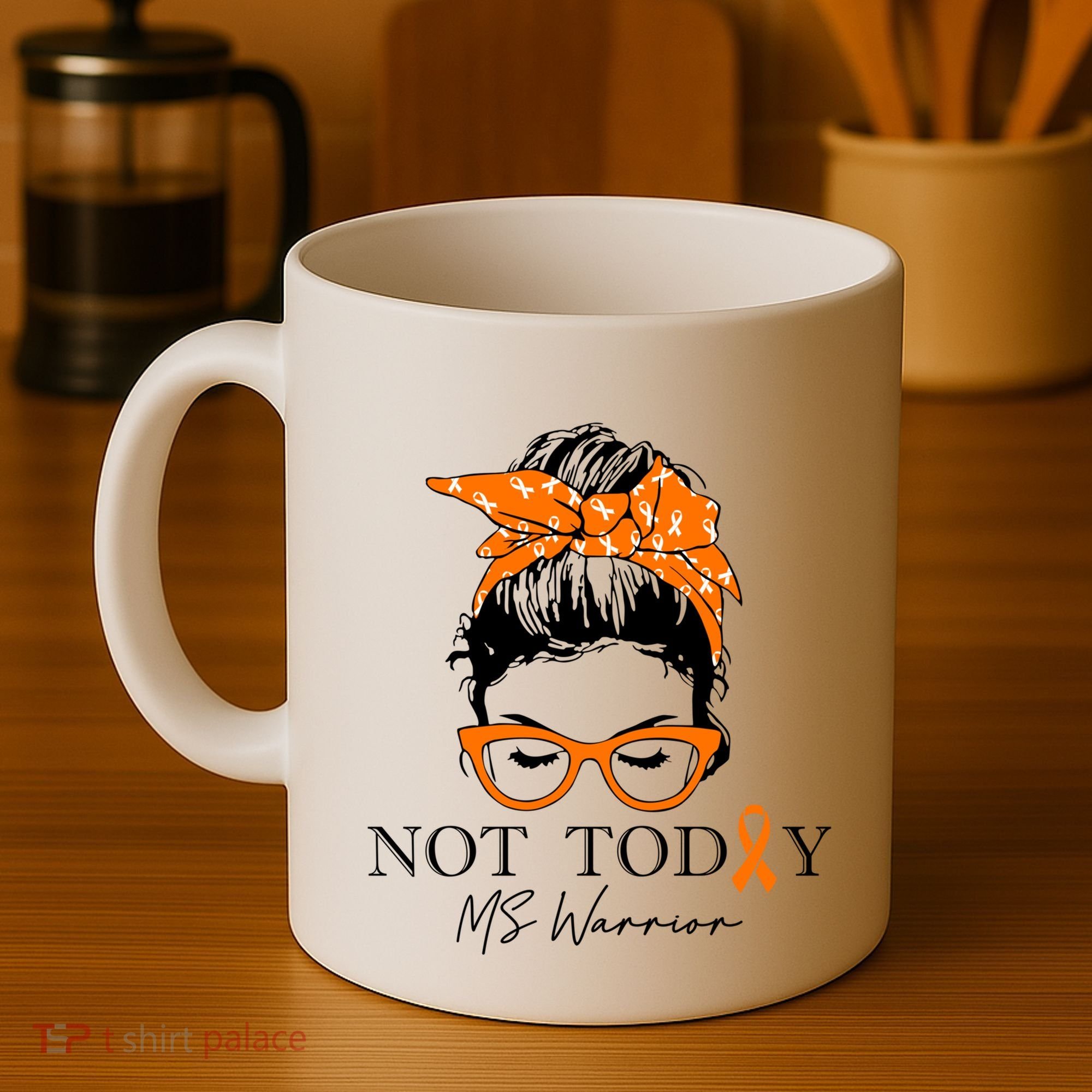 Wo Multiple Sclerosis Awareness Messy Bun Ms Warrior Gift Coffee Mug