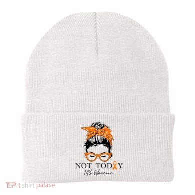 Wo Multiple Sclerosis Awareness Messy Bun Ms Warrior Gift Beanie