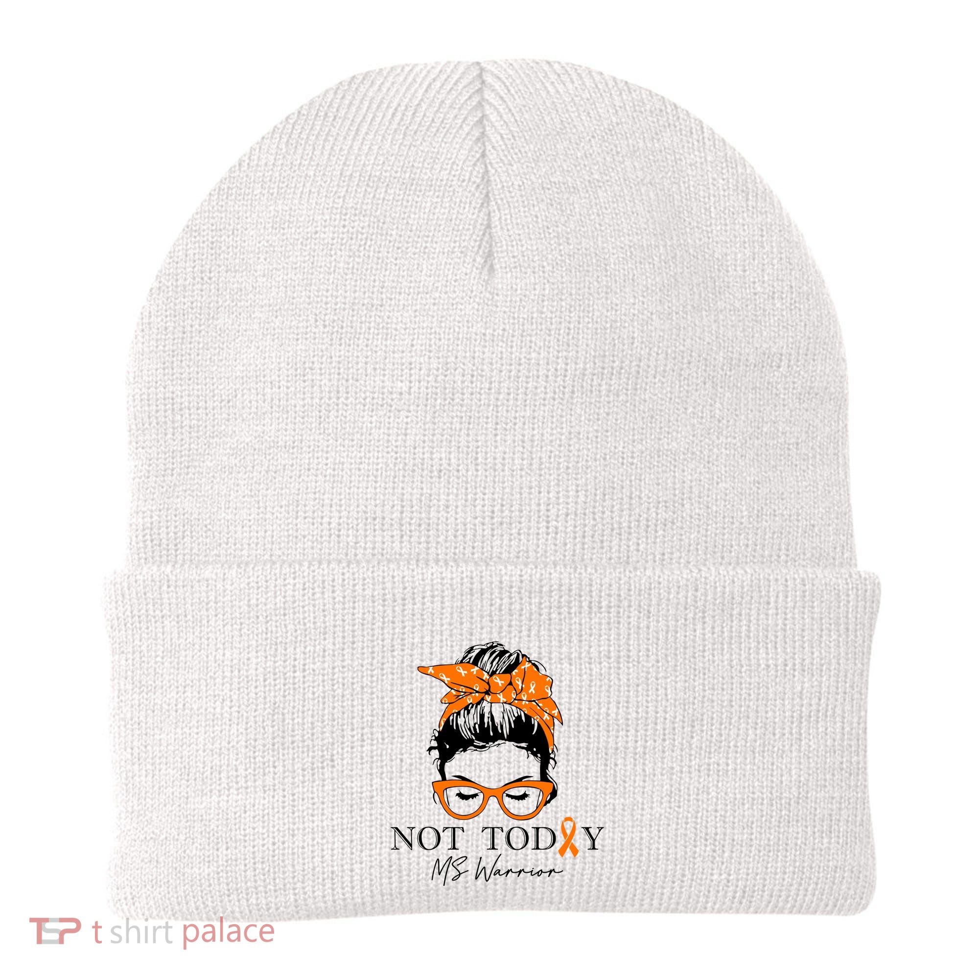Wo Multiple Sclerosis Awareness Messy Bun Ms Warrior Gift Beanie