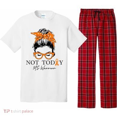 Wo Multiple Sclerosis Awareness Messy Bun Ms Warrior Gift Pajama Set