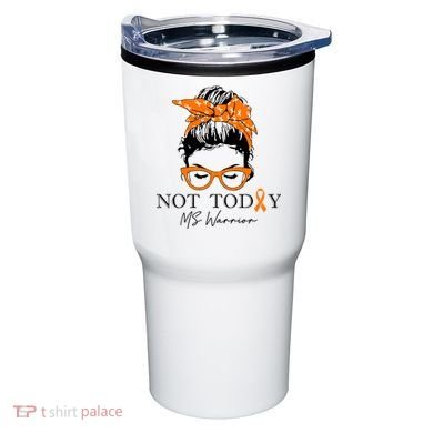 Wo Multiple Sclerosis Awareness Messy Bun Ms Warrior Gift Tumbler
