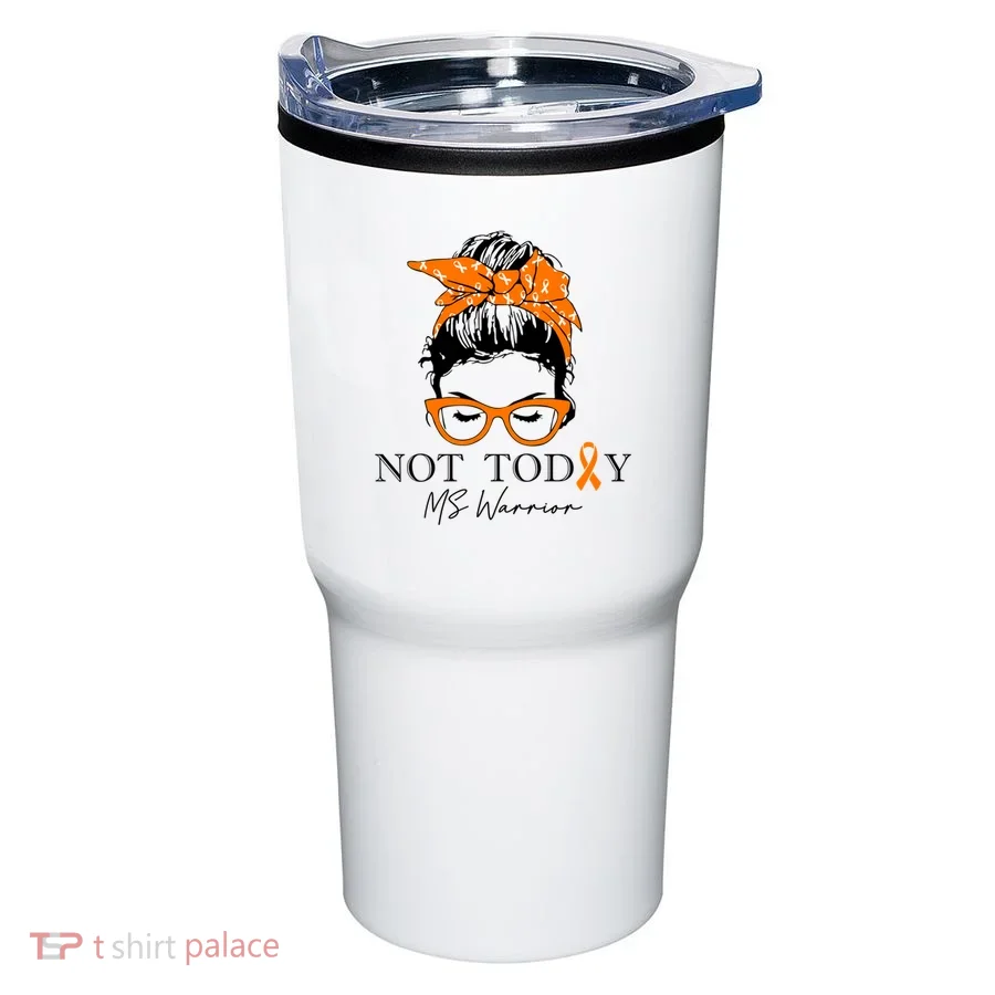 Wo Multiple Sclerosis Awareness Messy Bun Ms Warrior Gift Tumbler