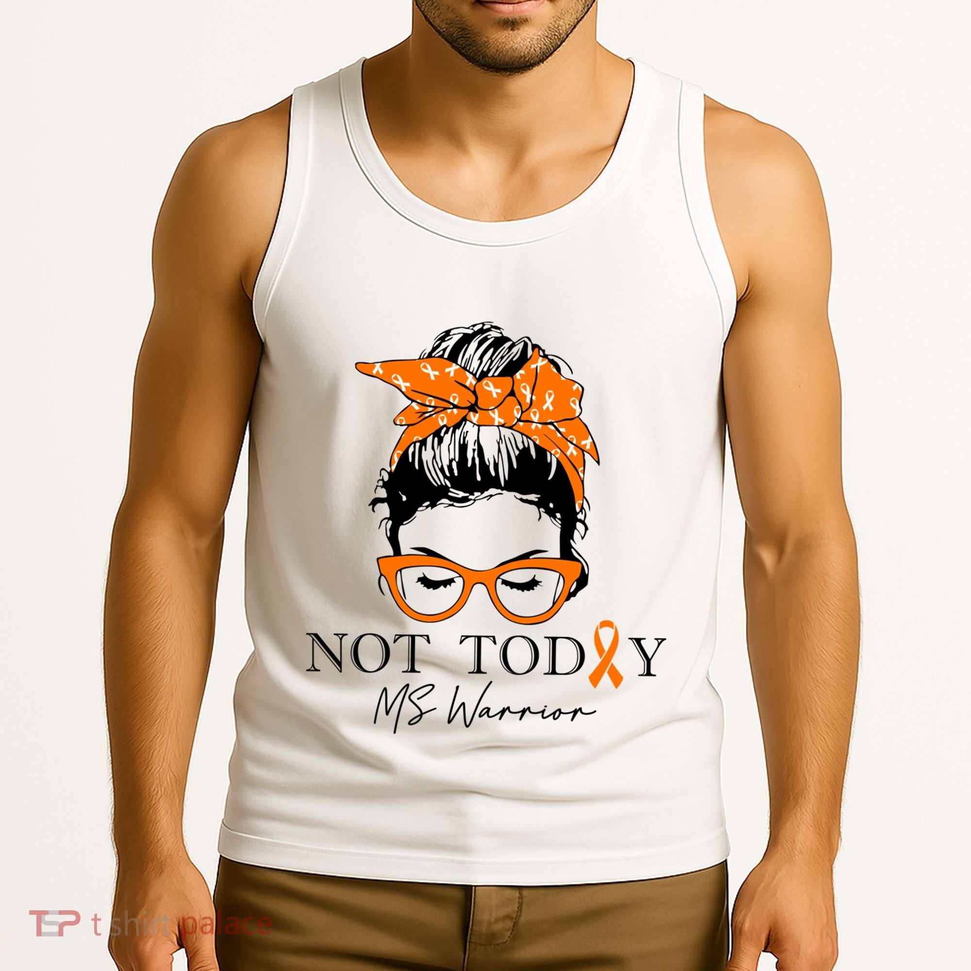 Wo Multiple Sclerosis Awareness Messy Bun Ms Warrior Gift Tank Top