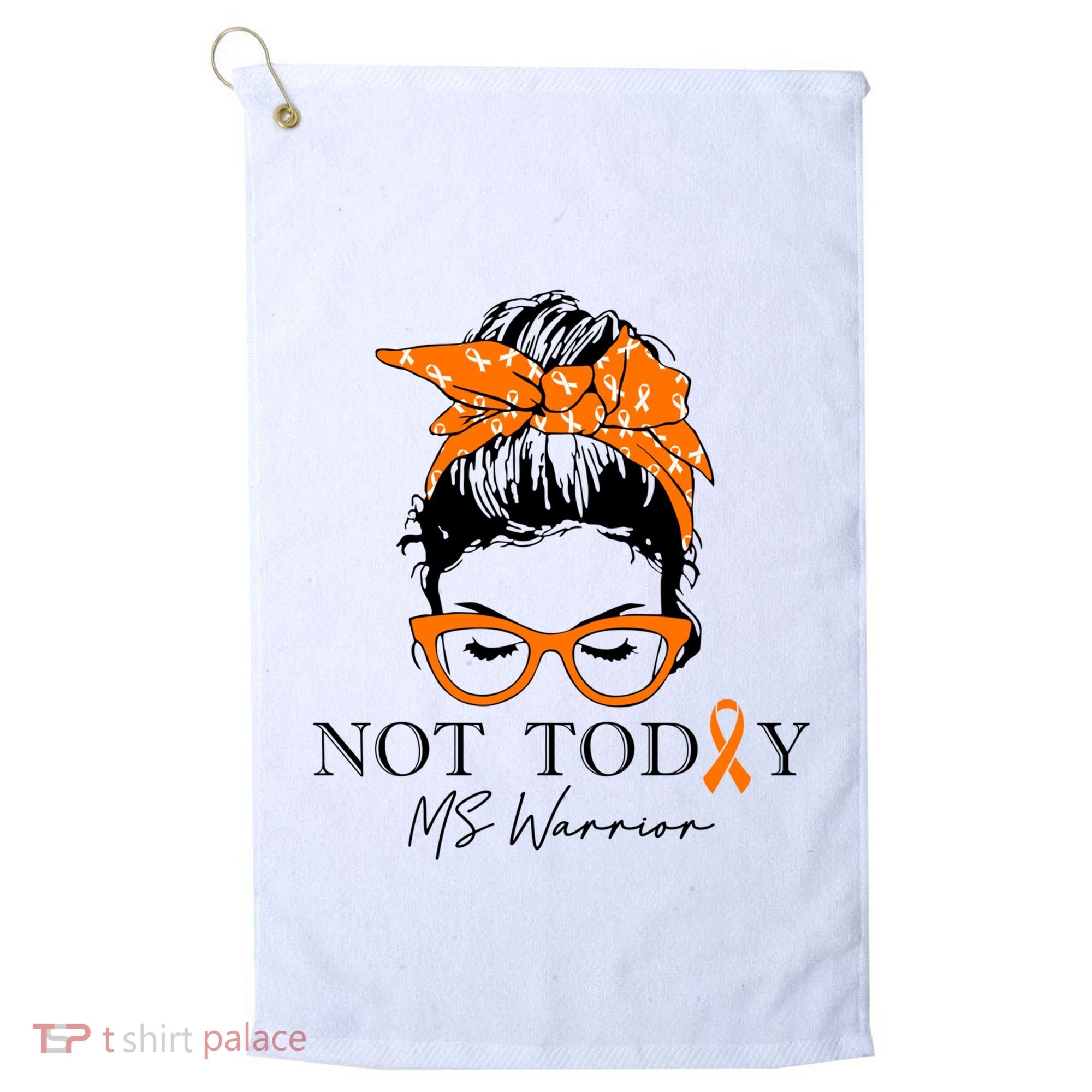 Wo Multiple Sclerosis Awareness Messy Bun Ms Warrior Gift Golf Towel