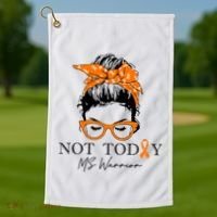 Wo Multiple Sclerosis Awareness Messy Bun Ms Warrior Gift Golf Towel thumb 1