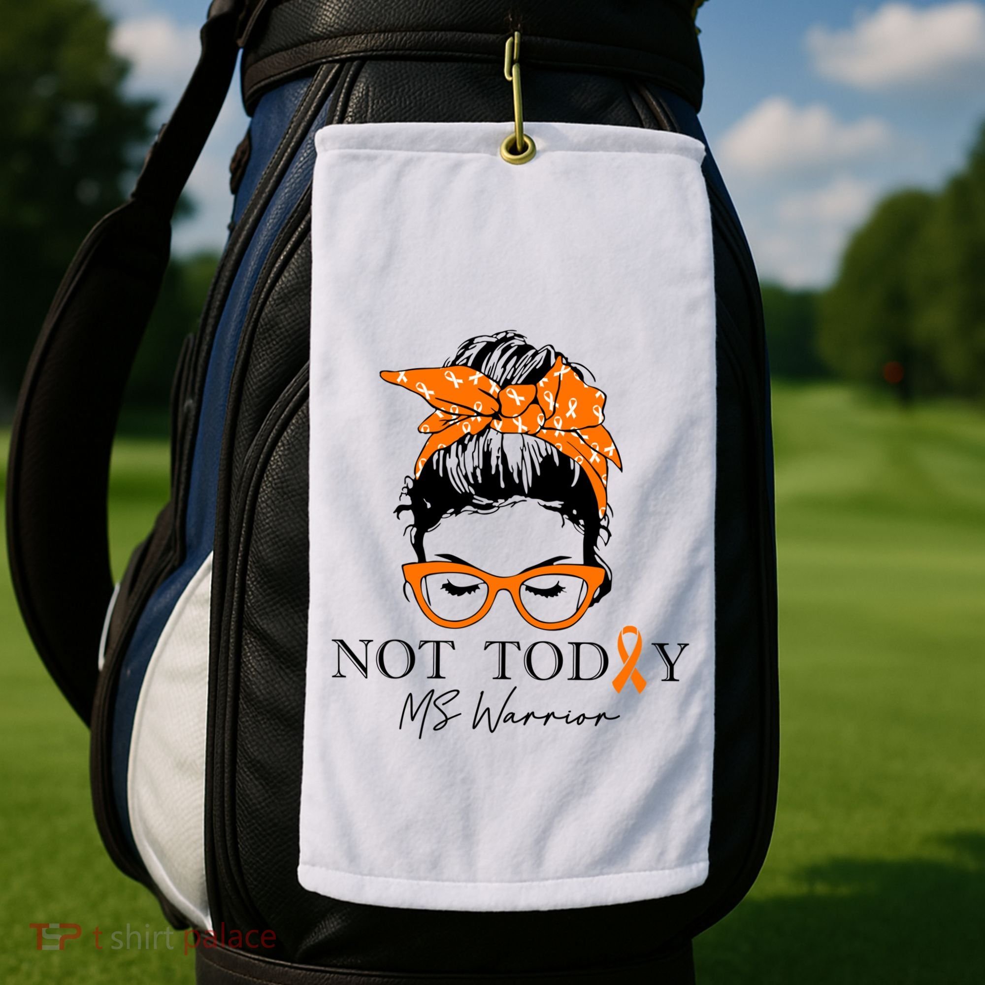 Wo Multiple Sclerosis Awareness Messy Bun Ms Warrior Gift Golf Towel
