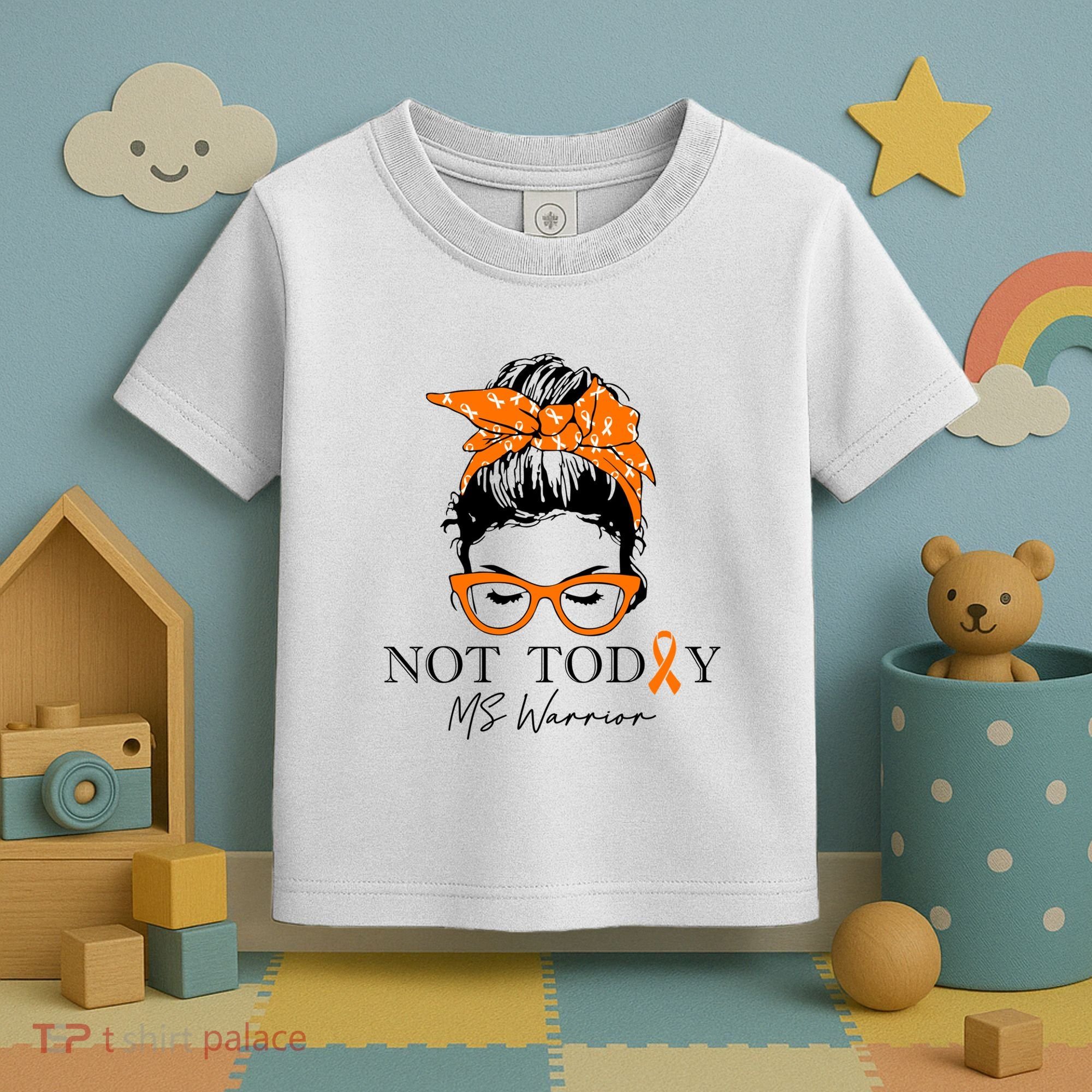 Wo Multiple Sclerosis Awareness Messy Bun Ms Warrior Gift Toddler T-Shirt