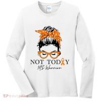 Wo Multiple Sclerosis Awareness Messy Bun Ms Warrior Gift Women's Long Sleeve Shirt thumb 0
