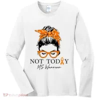 Wo Multiple Sclerosis Awareness Messy Bun Ms Warrior Gift Women's Long Sleeve Shirt thumb 0