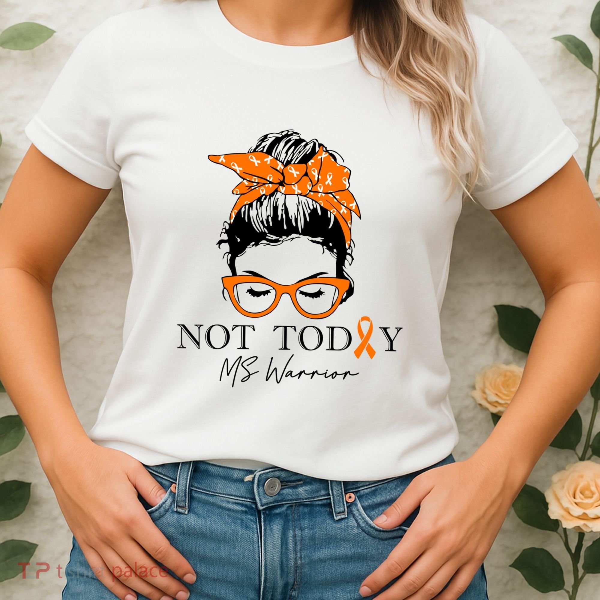 Wo Multiple Sclerosis Awareness Messy Bun Ms Warrior Gift Women's T-Shirt