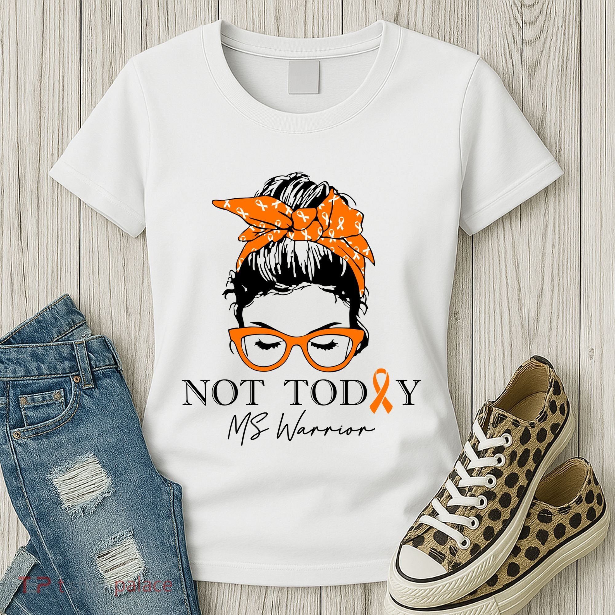 Wo Multiple Sclerosis Awareness Messy Bun Ms Warrior Gift Women's T-Shirt
