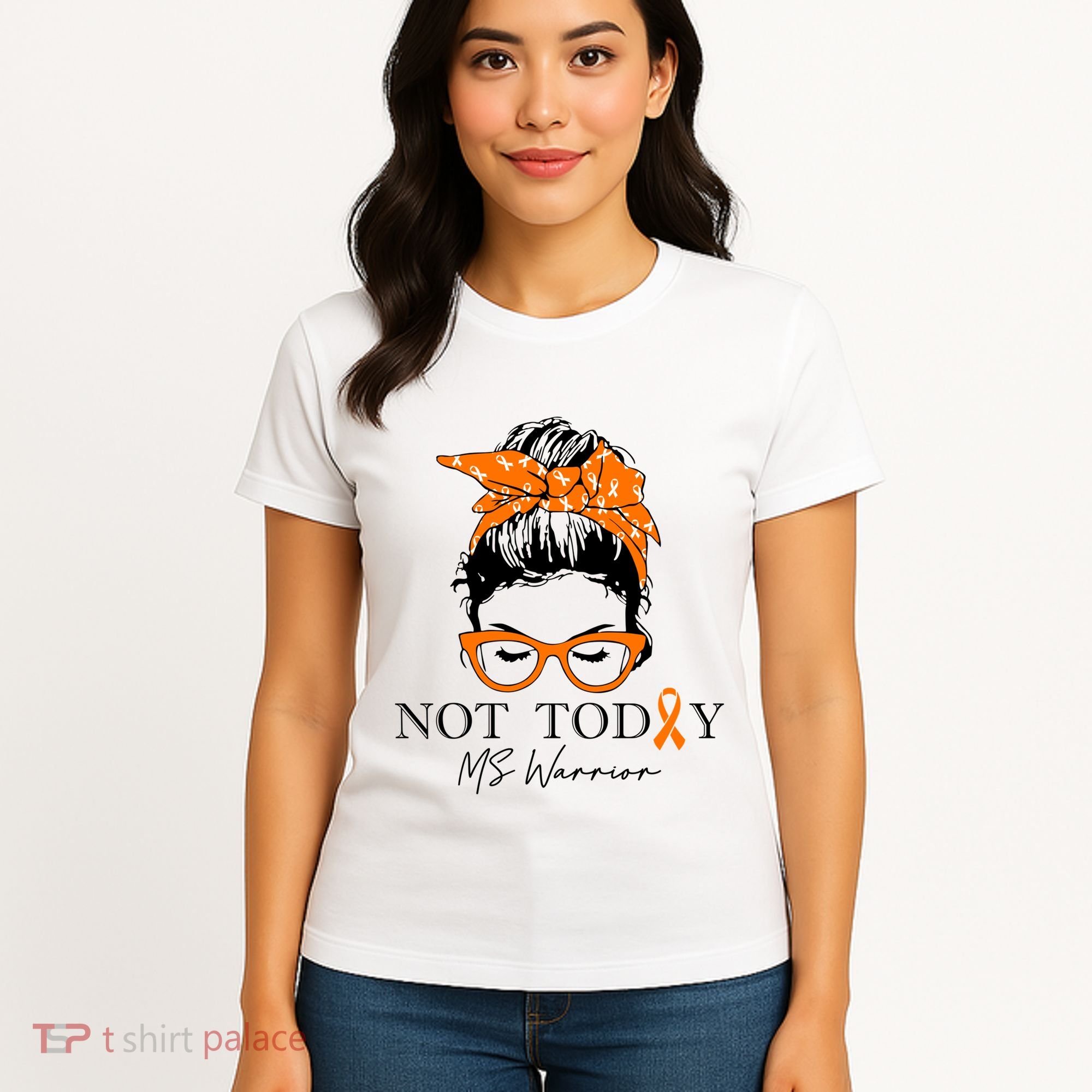 Wo Multiple Sclerosis Awareness Messy Bun Ms Warrior Gift Women's T-Shirt