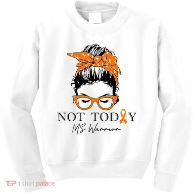 Wo Multiple Sclerosis Awareness Messy Bun Ms Warrior Gift Kids Sweatshirt