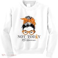 Wo Multiple Sclerosis Awareness Messy Bun Ms Warrior Gift Kids Sweatshirt thumb 0