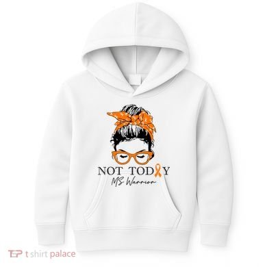 Wo Multiple Sclerosis Awareness Messy Bun Ms Warrior Gift Kids Hoodie