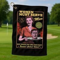 Women Must Serve Spooky Liberal Witch Feminist Halloween Golf Towel thumb 1