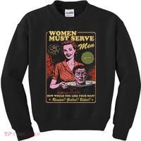 Women Must Serve Spooky Liberal Witch Feminist Halloween Kids Sweatshirt thumb 0