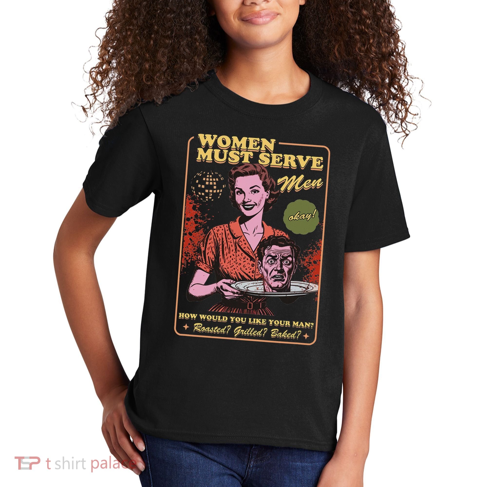 Women Must Serve Spooky Liberal Witch Feminist Halloween Kids T-Shirt