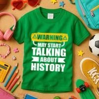 Warning May Start Talking About History Kids T-Shirt thumb 3