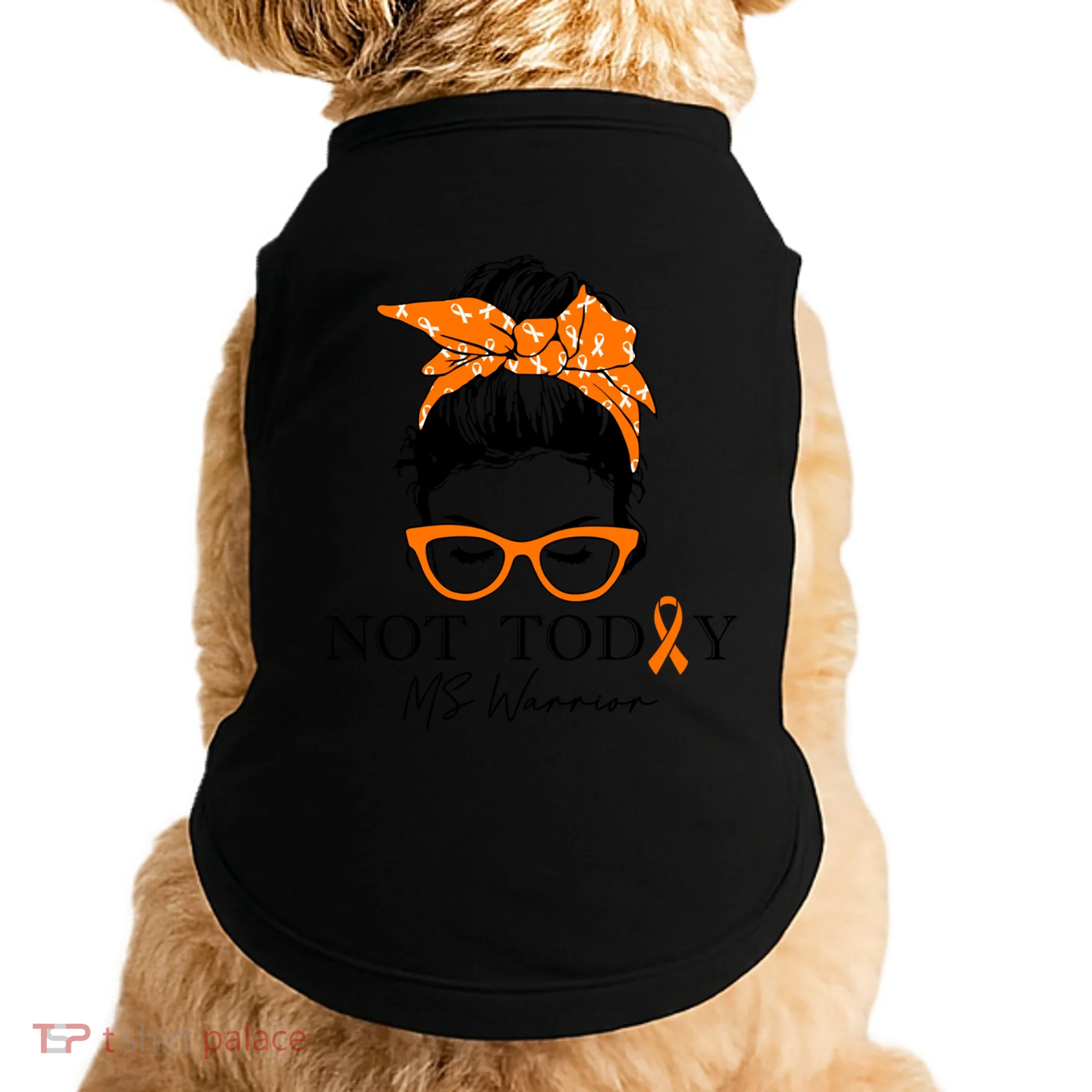 Wo Multiple Sclerosis Awareness Messy Bun Ms Warrior Cute Gift Doggie Tank