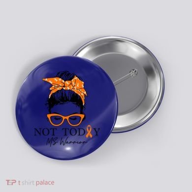 Wo Multiple Sclerosis Awareness Messy Bun Ms Warrior Cute Gift Button