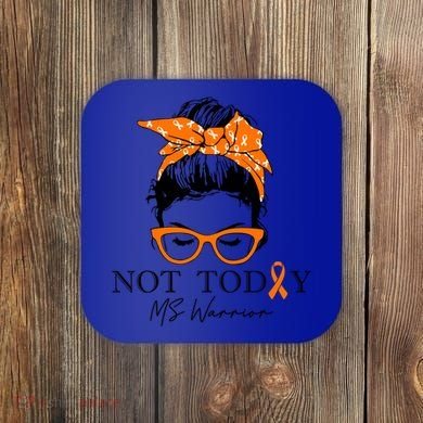 Wo Multiple Sclerosis Awareness Messy Bun Ms Warrior Cute Gift Coaster