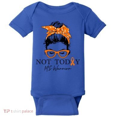 Wo Multiple Sclerosis Awareness Messy Bun Ms Warrior Cute Gift Baby Bodysuit