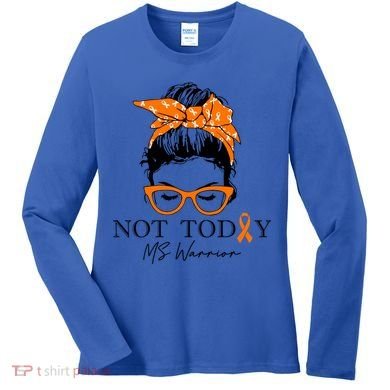 Wo Multiple Sclerosis Awareness Messy Bun Ms Warrior Cute Gift Women's Long Sleeve Shirt