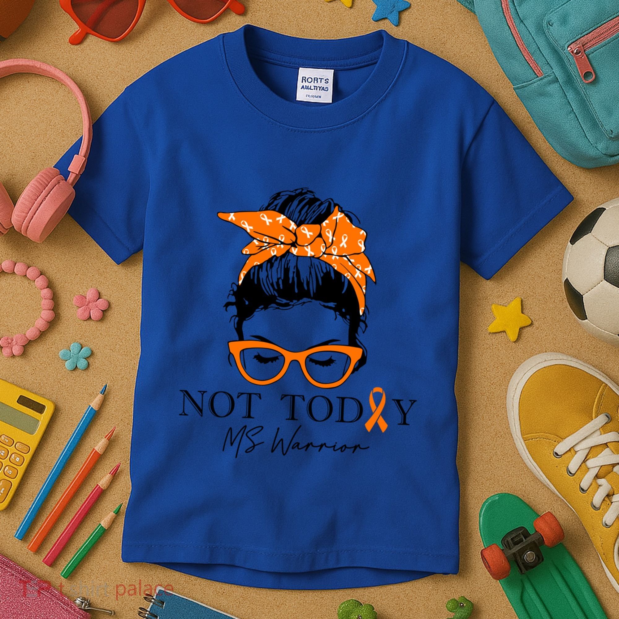 Wo Multiple Sclerosis Awareness Messy Bun Ms Warrior Cute Gift Kids T-Shirt