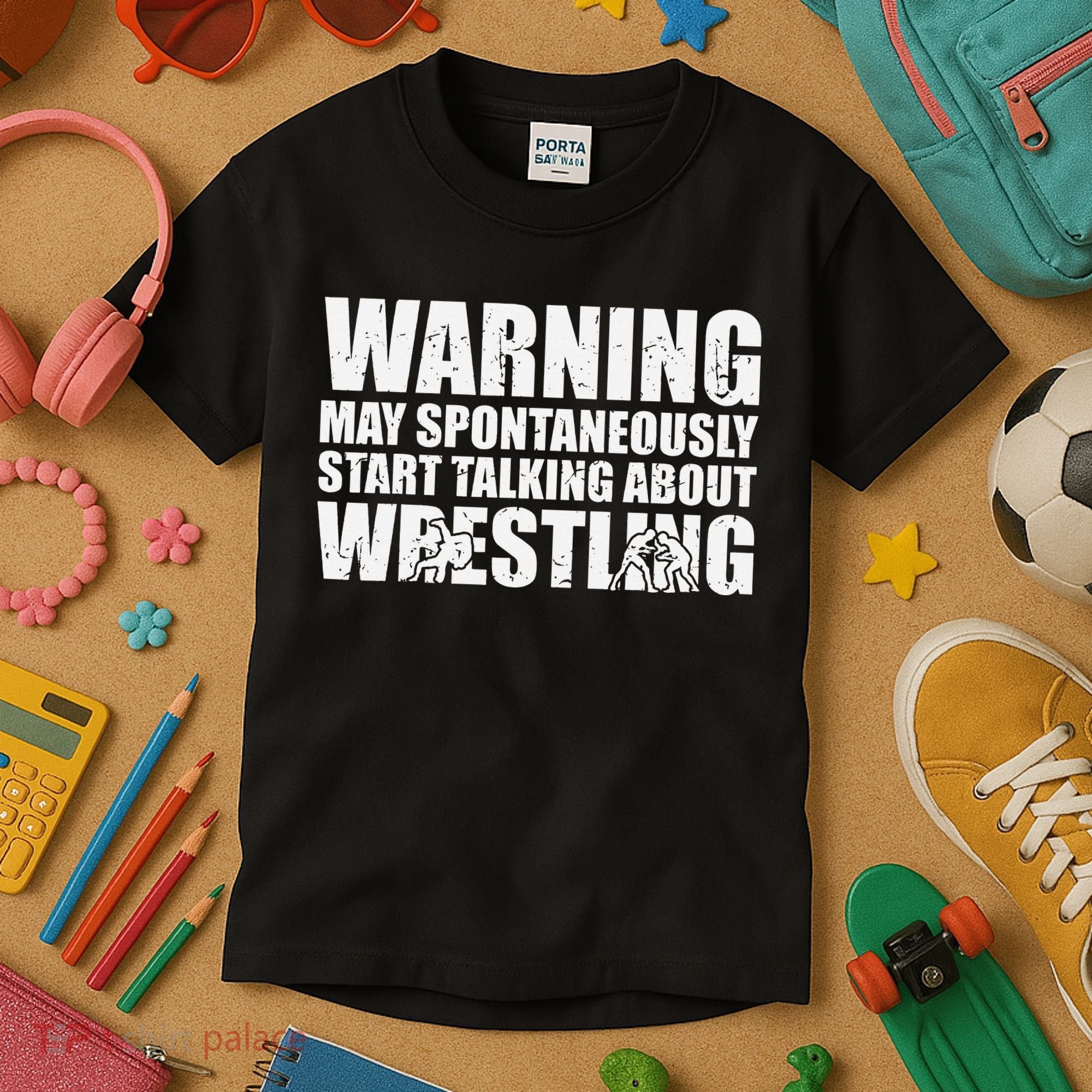  Wrestler May Spontaneously Start Talking About Wrestling  Kids T-Shirt