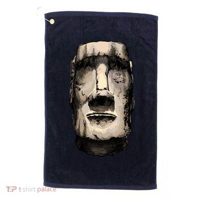 Watercolor Moai Statue Golf Towel