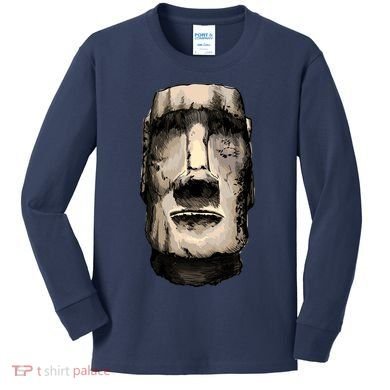 Watercolor Moai Statue Kids Long Sleeve Shirt