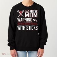 Warning My Son Beats People With Sticks Lacrosse Mom Women's Sweatshirt thumb 0