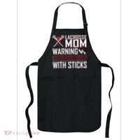 Warning My Son Beats People With Sticks Lacrosse Mom Apron thumb 0